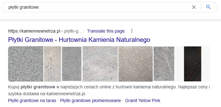 Płytki Granitowe w wynikach wyszukiwania Google